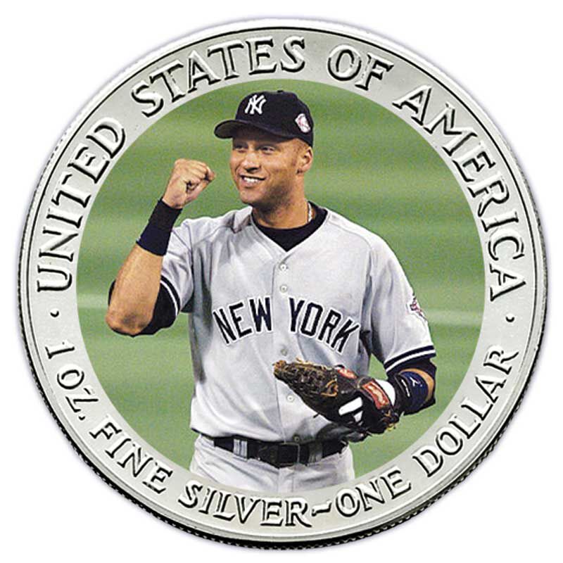 Derek Jeter 2000 World Series MVP Silver Coin and Subway Token Photo Mint