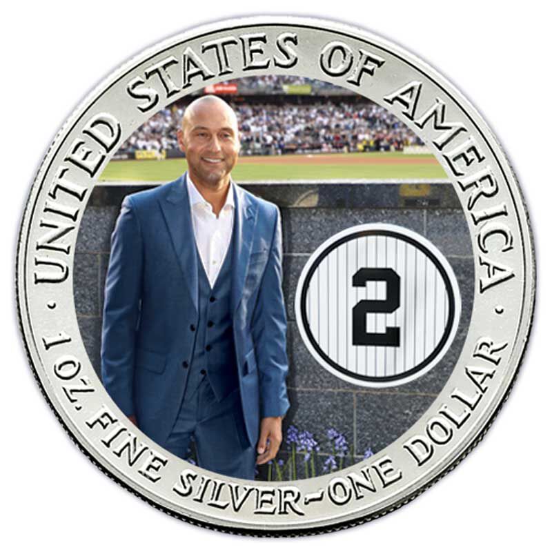 Derek Jeter 2000 World Series MVP Silver Coin and Subway Token Photo Mint