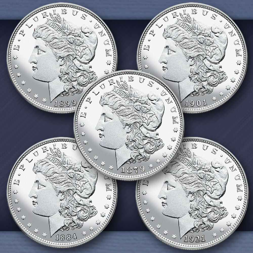 Five Decade Set of Uncirculated Silver Dollars
