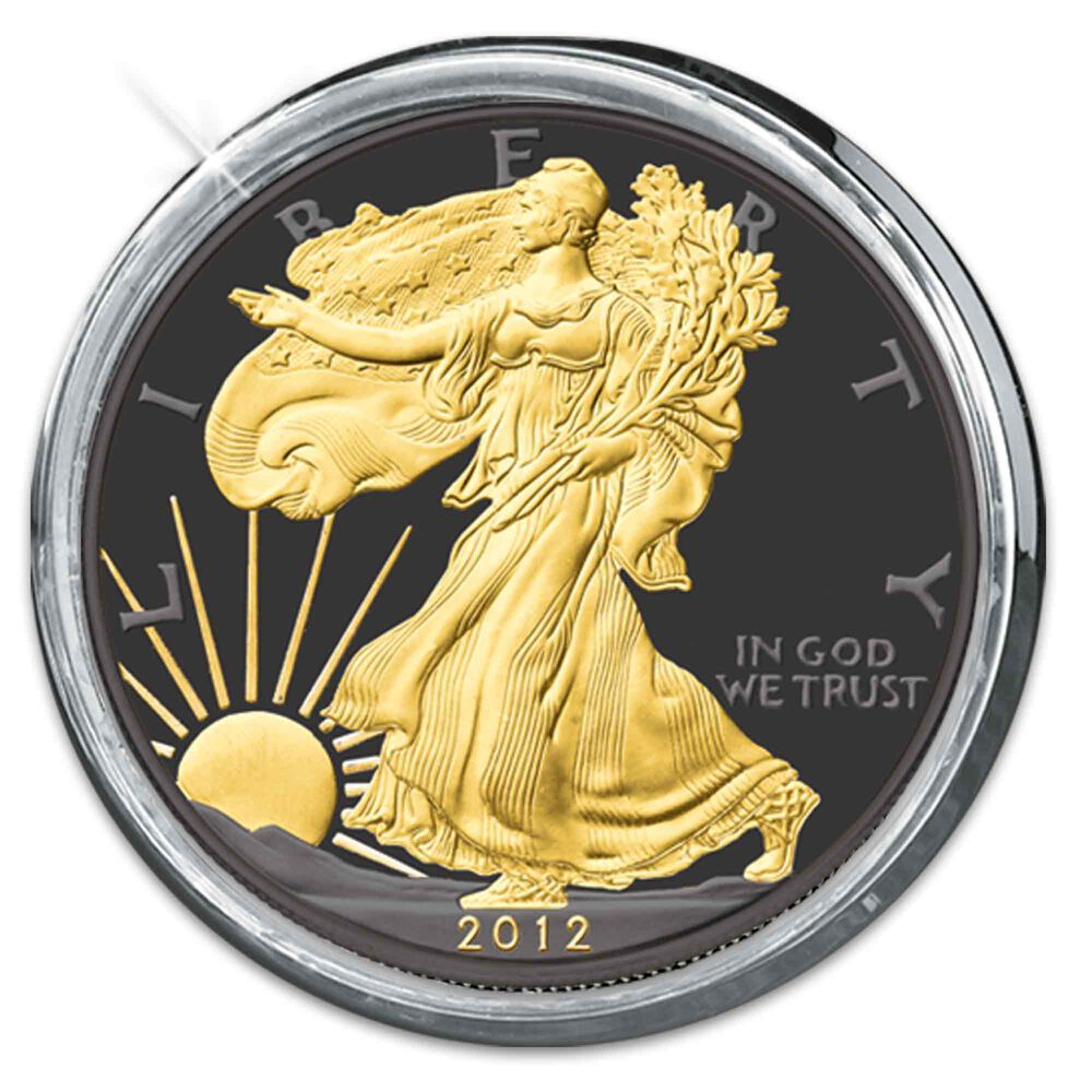 Ruthenium and Gold Highlighted American Eagle Silver Dollars