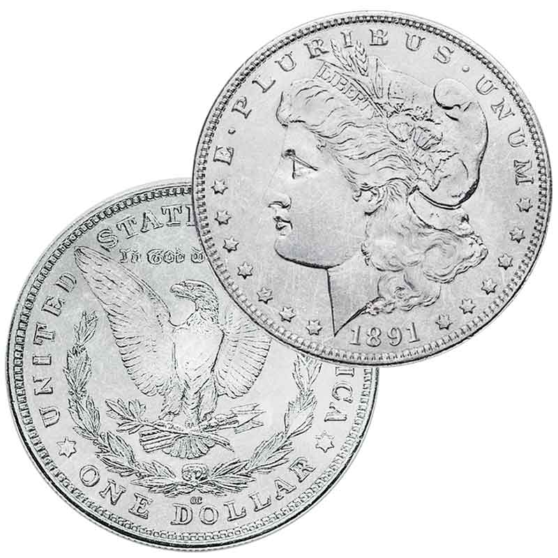 Three-Decade Set of Carson City Mint Morgan Silver Dollars