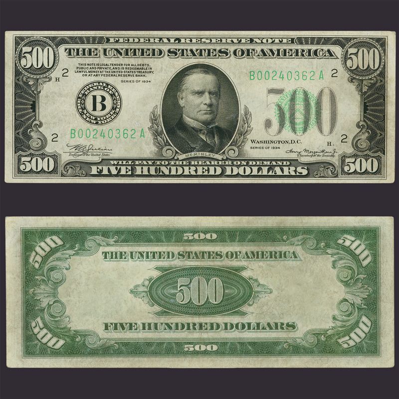 500 dollar bill front and back